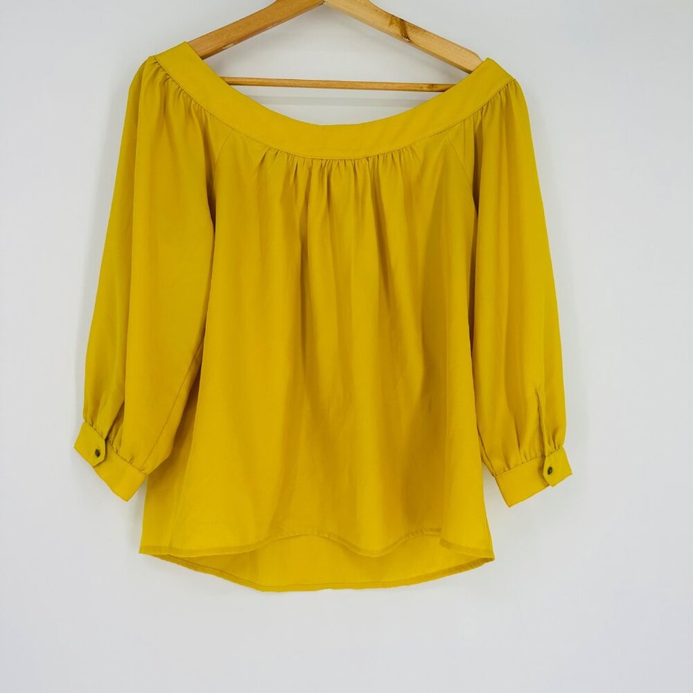 Anthropologie Maeve Yanna Golden Mustard Yellow Off The Shoulder Top Blouse XS - Picture 4 of 9